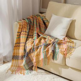 Blankets Sofa Blanket Cover Air Conditioning Wave Ethnic Style Woven Bed Sheet Towel Tablecloth Mantas