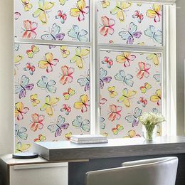 Window Stickers 30/45/60/70cm X 400cm Frosted Privacy Home Bedroom Bathroom Glass Film Sticker Static Cling NO Gluey Cartoon Butterfly