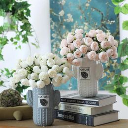 Decorative Flowers Silk Flower 27 Heads Artificial Small Tea Bud Simulation Rose Decoration For Living Room Dried