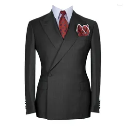 Men's Suits Men Black Peaked Lapel One Button Wedding Tuxedo For Groomsmen Fashion Prom 2 Pcs Slim Fit Party Business Jacket Pants