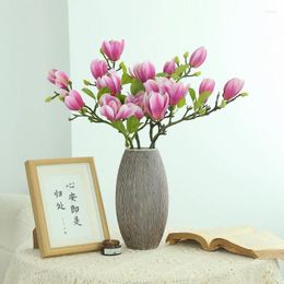 Decorative Flowers 69cm Real Teach Pink Purple Single Branch Artificial Magnolia Flower 4colors Available For Christmas Decoration Home