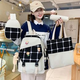 Backpack Kawaii Cute Large Capacity 5pcs/set School Bags For Teenage Girls Fashion Handbags Portable Casual Women Travel Bag