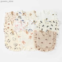 Bibs Burp -Tücher koreanischer Stil Baby Fütterung sabbere Lätzchen Rüschen Blumen Säuglinge Speichel Handtuch Weiches Baumwoll Burp -Stoff für Neugeborene Kleinkind Kinder Latze New Y240415Y240417HSLK