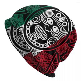 Berets Mexico Aztec Calendar Mexican Flag Bonnet Hats Cool Knit Hat For Women Men Autumn Winter Warm Skullies Beanies Caps
