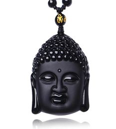 Unique Natural Black Obsidian Carved Buddha Blessing Necklace for Men Women Lucky Amulet Buddha Pendant Necklace Luck Craft Gift8510893