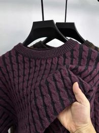 Men's Sweaters High End Fashion Retro Jacquard Sweater For Men 2024 Autumn/Winter Luxury Trend Solid Colour Youth Round Neck Knit Pullover