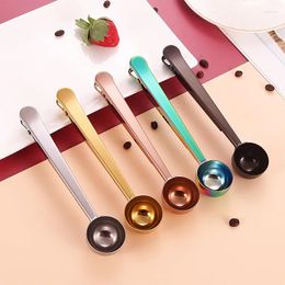 Coffee Scoops Two-in-one 304 Stainless Steel Spoon Sealing Clip Kitchen Accessories Espresso Receiver Bowl Decoration Maker