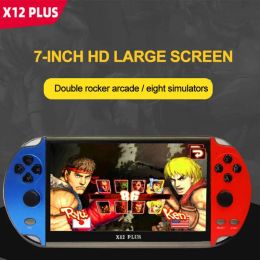 Gamepads New X12 PLUS Retro Game Handheld Game Console Builtin 10000 Classic Games Portable Mini Video Player 7 Inch IPS Screen