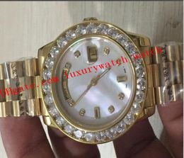 9 Style Luxury Watches 36mm 116244 18K Gold White Bigger Diamond Dial Bezel Quickse Automatic Mens Watch Wristwatch6015113