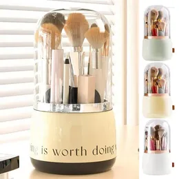 Storage Boxes Makeup Brush Holder 360 Rotating With Lid Dust Proof Desktop Organiser Lipstick Shadow Cosmetic