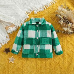 Jackets Shirt Toddler Plaid Long Sleeve Lapel Button Shirts For Baby Boys Girls Fall Warm Coat Outwear Down Jacket