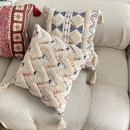 Pillow Tufted Bohemian Ethnic Throw Covers Cotton And Linen Pointed Living Room Sofa Home Decor With Tassels