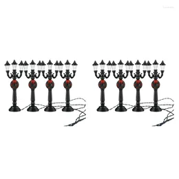 Decorative Figurines 8Pc Mini Christmas Lamp Post Train Miniature Street Light For DIY Dollhouse Village Pathway