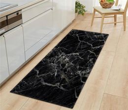 Black White Marble Printed Entrance Doormat Long Floor Mats Carpets for Living Room Kitchen Bathroom Rugs tapetes para casa sala1438034