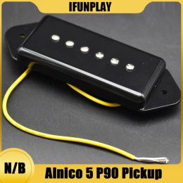 Cables Dog Ear P90 Style 6 String Single Coil Alnico 5 Neck Bridge Pickup for Electric Guitar Black