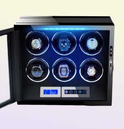 Watch Winders Automatic Winder Luxury Brand Fingerprint Unlock Wood Box with LCD Touch Screen Wooden es Storage Safe Case 2210206464716