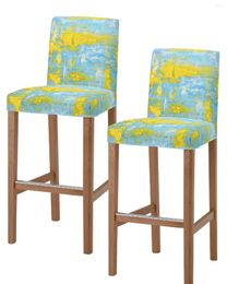 Chair Covers Yellow Abstract Oil Painting 2pcs Bar El Banquet Dining Small Case Protector Seat For Home
