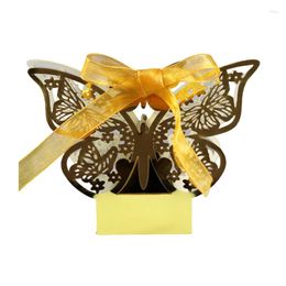 Gift Wrap 50pcs Butterfly Laser Cut Carriage Candy Box Wedding Favor Package Boxes With Ribbon Birthday Christmas Party Decor