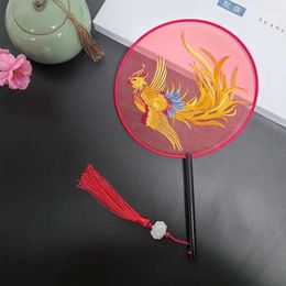 Decorative Figurines Double-sided Embroidery Fan Embroidered Floral Chinese Round Peacocks Flower Vintage For Parties Cosplay