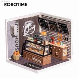 3D Puzzles Robotime Rolife 3D Puzzle Super Store Golden Wheat Bakery Plastic DIY Miniature House Kit Y240415