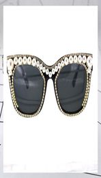 Sunglasses Crystal Pearl Women Designer Baroque Retro Vintage Cateye Sun Glasses Shades Ladies De Eyewear8701807