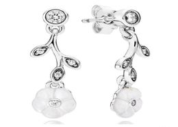 Hanging Flower earrings mother of pearl authentic S925 silver fits for original style bracelet 290699MOP H8ale7560247