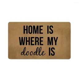 Carpets Home Is Where My Doodle Funny Doormat Outdoor Porch Patio Front Floor Door Mat House Rug Decor Carpet Rubber