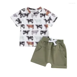 Clothing Sets Western Baby Boy Clothes Summer Farm Animal Tractor Outfit Short Sleeve T-Shirt Shorts Set