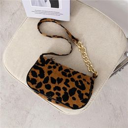 Shoulder Bags Vintage Street Chain Handbag Plush Leopard Women Bag Daily Totes