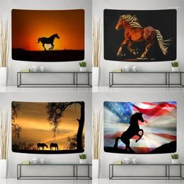 Tapestries Wild Spirit Cute Animal Horse Sunset Horses Oak Tree Tapestry Wall Hanging Room Decor Aesthetic Bedroom Background