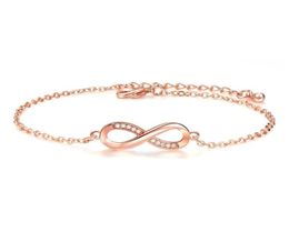 Bracelets Bangles for Women Popular Silver Color Endless Love Infinity Cubic Zirconia Rose gold Fashion Jewelry1464101