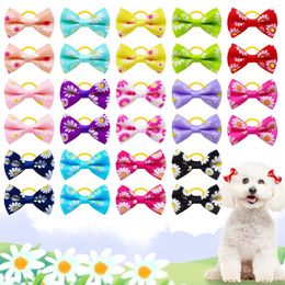 Dog Apparel 30pcs Flower Pattern Decorate Hair Accessories Cat Bows With Rubber Bands Puppy Headwear For Small Supplies