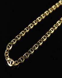 Men039s 10K Solid Yellow Gold 2 5MM Flat Mariner Link Style Chain 1624 Inches264F5467181