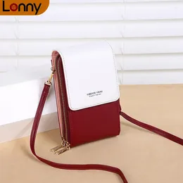 Shoulder Bags Contrast Colour Bag Cover Women's Small Square PU Leather Ladies Cute Crossbody Mobile Phone Coin Purse Mini Handbag