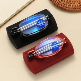 Sunglasses Fashion Design Blue Light Proof Reading Glasses Men Women Folding Small Frame Black Metal With Original Box