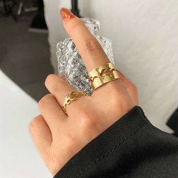 Instagram Trendy Open Metal Mesh Red Set Fashion Flame Ring Ringhzs2087