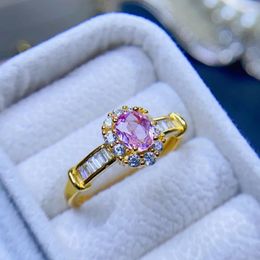 Cluster Rings Natural Pink Sapphire For Women Silver 925 Jewellery Luxury Gem Stones 18k Gold Plated Free Shiping Items