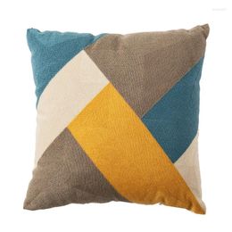 Pillow Classical Colourful Geometric Embroidered Cover Case Cotton Canvas Fabric Studio Coussin Sofa Chair Room Decor