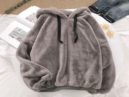 Autumn Winter Coats Soild Sweet Hooded Women Harajuku Loose Casual Warm Hoodies Ladies Fleece Flannel Pullover Female Sweatshirt7747983