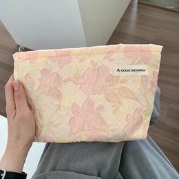 Cosmetic Bags 1 Piece Aesthetic Floral Bag For Women Retro European Style Flower Makeup Vintage Travel High Capacity Storage