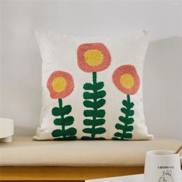 Pillow Embroidery Flower Office Cover 45x45cm Sunflower Plant Cotton Throw Case Home Decoration Living Room Bedroom Sofa