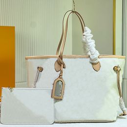 Large Capacity Tote Bag Lady Shopping Shoulder Bag Medium Handbag Colored Letters Genuine Leather Travel Bag Removable Zipper Wallet Designer Clutch Purse
