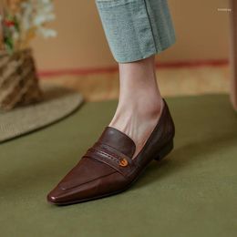 Casual Shoes Pointed Toe Flats Slip On Women Loafers Soft Real Leather Simple Style Daily ShoesSpring Autumn Basic Lady