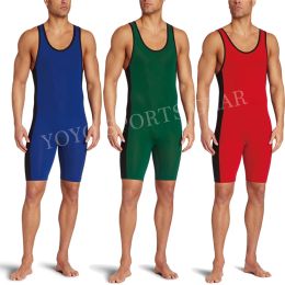 Sets/Suits Solid Color Wrestling Singlet Bodysuit Leotard Underwear GYM Triathlon PowerLifting Clothing Swimming Running Skinsuit