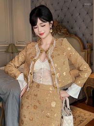 Women's Jackets Ladies Vintage Glitter Shiny Sequin Formal Short Jacket Women Clothes Chic Elegant Luxury O-Neck Cardigan Coat Tops Outwear