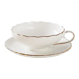 Cups Saucers 1 Set Practical Ceramic Drinking Cup Delicate Coffee With Plate (White)