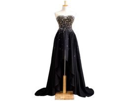 Beaded Sweetheart Chiffon Prom Dresses 2019 New High Low Party Dress Black Prom Gowns Lace Up2301233