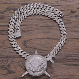 European and American Hip Hop Ornaments Full Zirconium Large Shark Pendant with Diamond Cuban Chain Inlaid Zircon Men Necklace