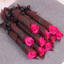 Decorative Flowers 10Pcs Soap Rose Bouquet Valentines Day Gift For Fridend Wedding Home Decorations Holding Artificial