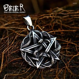 Pendant Necklaces BEIER Wholesale Price Virtus Junxit Mors Non Separabit Skull 316L Stainless Steel Unique For Man BP8-101